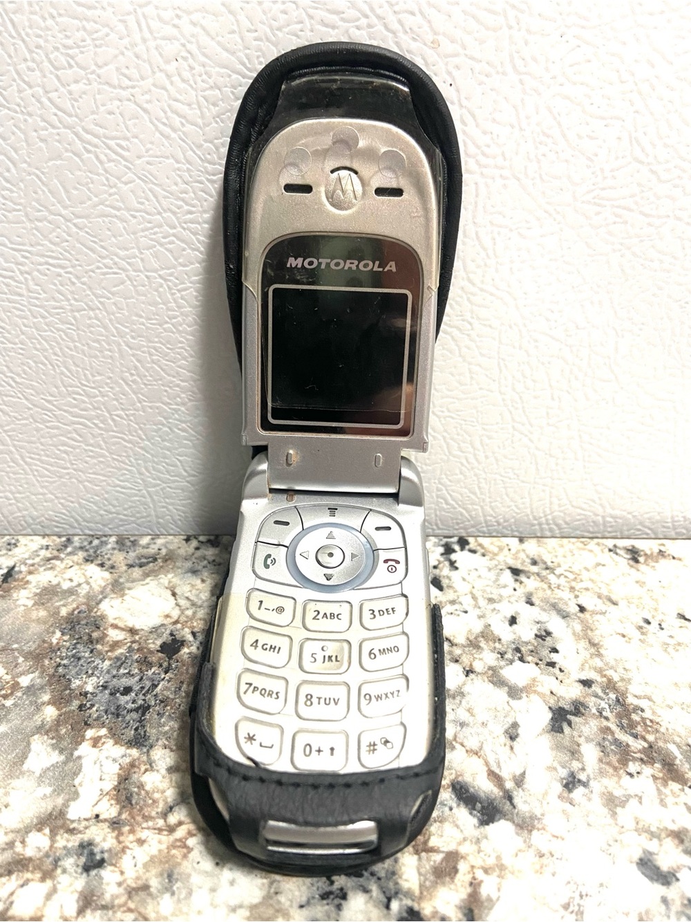 Motorola Vintage Silver and Black Flip Phone